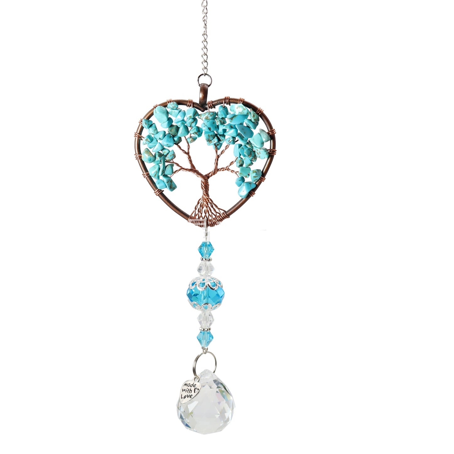 Accessoire de décoration en forme de coeur avec Arbre de vie et pierres spirituelles