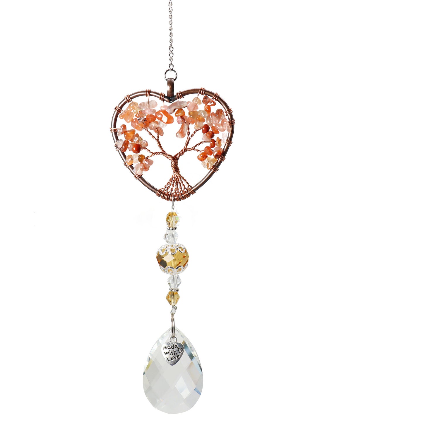 Accessoire de décoration en forme de coeur avec Arbre de vie et pierres spirituelles