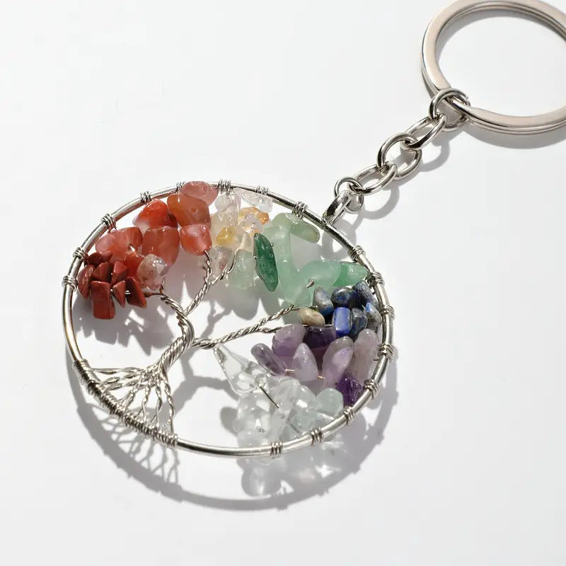 Porte clefs Arbre de vie avec pierres